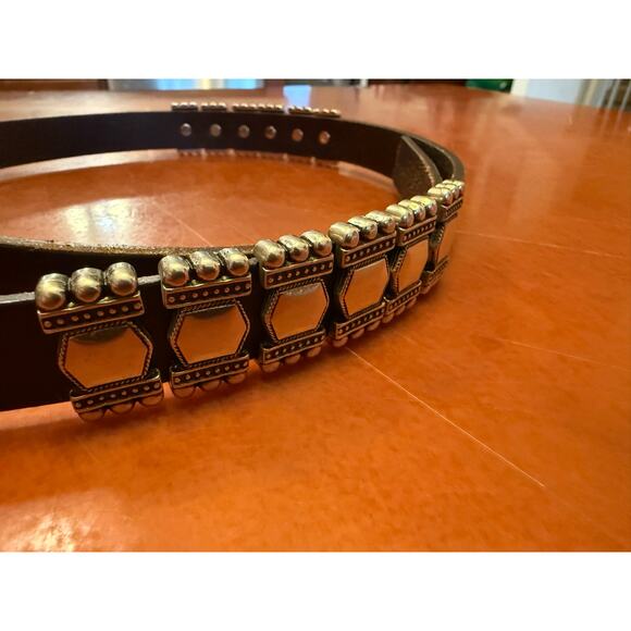 Albatros Brown Genuine Leather & Silver Belt Made In Italy Medium - Picture 4 of 9